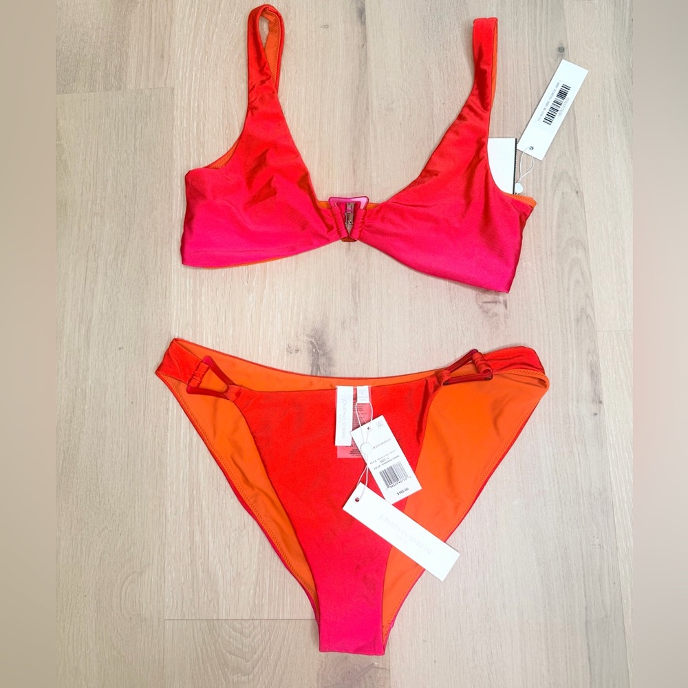 NWT ✨ Jonathan Simkhai Raquel Pink/Orange Ombré Bikini $350 Size Large
